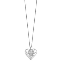 Sentimental Expressions Sterling Silver Rhodium-plated Antiqued CZ To My Daughter 18in Heart Necklace