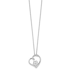 Sentimental Expressions Sterling Silver Rhodium-plated CZ My Special Niece 18in Flower in Heart Necklace