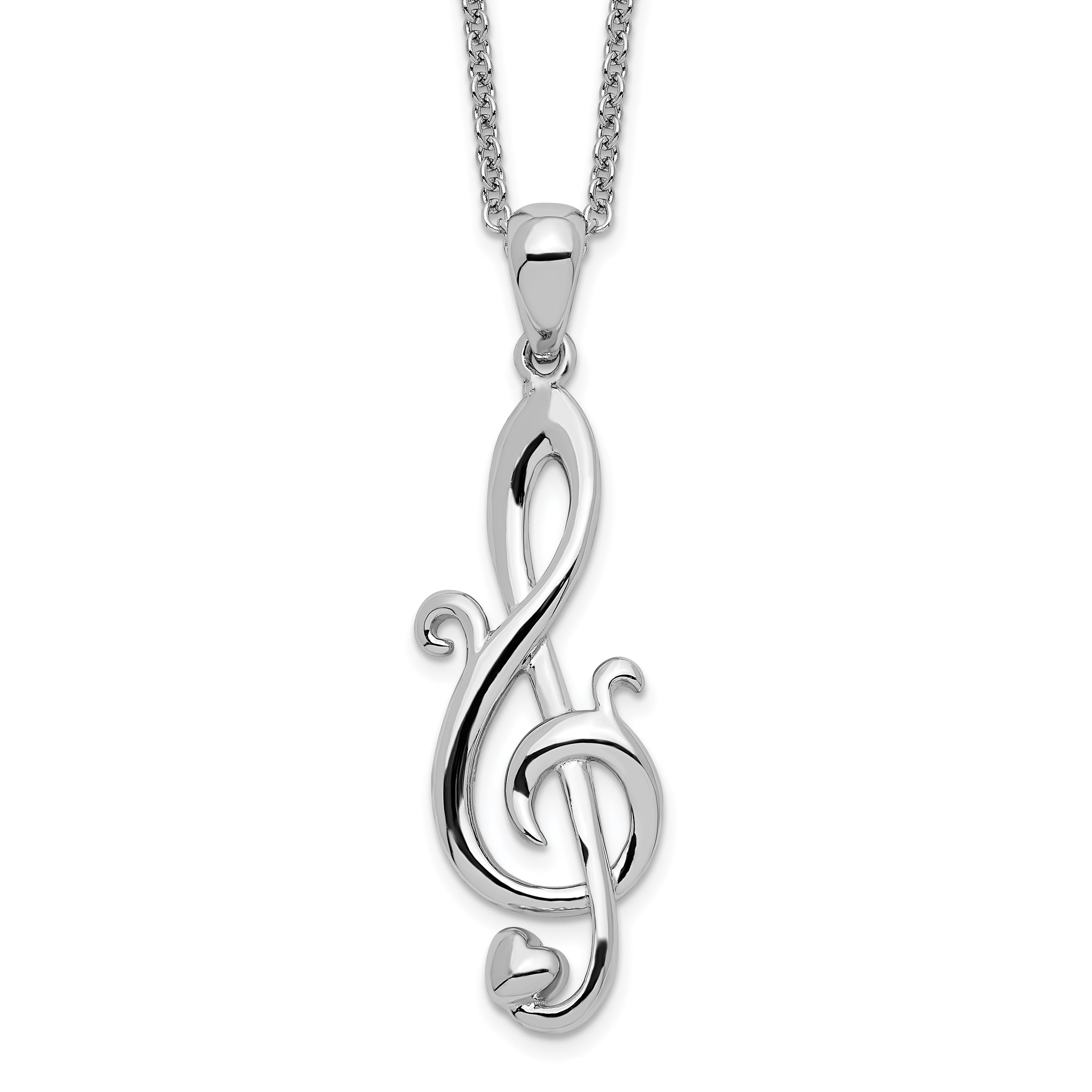 Sentimental Expressions Sterling Silver Rhodium-plated Love Note 18in Necklace