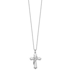 Sentimental Expressions Sterling Silver Rhodium-plated CZ My Journey Of Hope 18in Cross Necklace