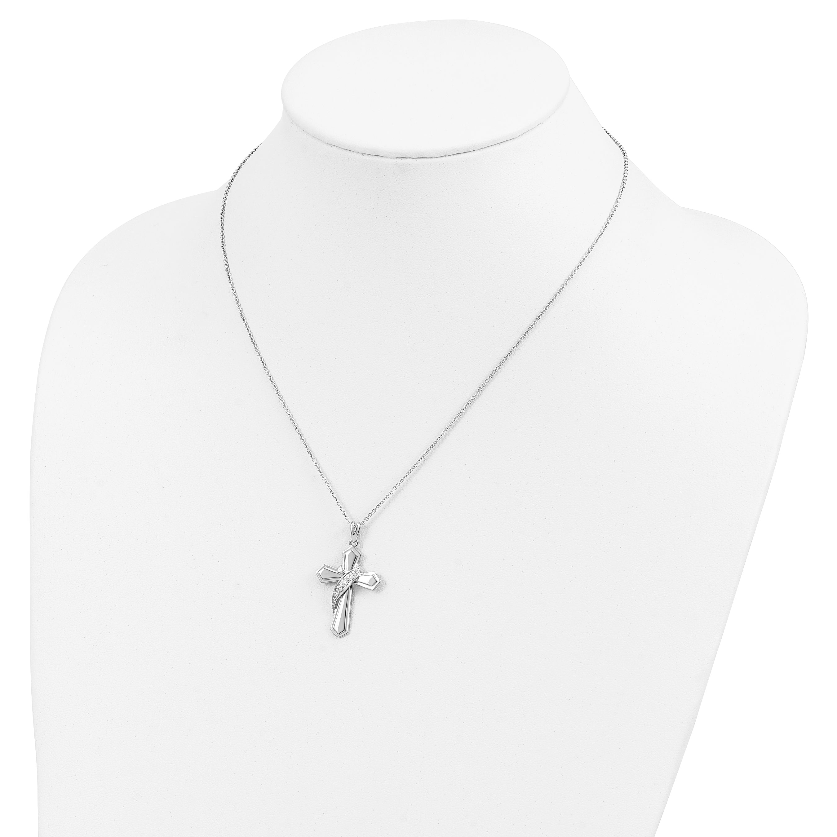 Sentimental Expressions Sterling Silver Rhodium-plated CZ My Journey Of Hope 18in Cross Necklace