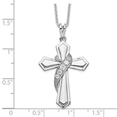 Sentimental Expressions Sterling Silver Rhodium-plated CZ My Journey Of Hope 18in Cross Necklace