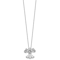 Sentimental Expressions Sterling Silver Rhodium-plated CZ Angel of Kindness 18in Angel Necklace