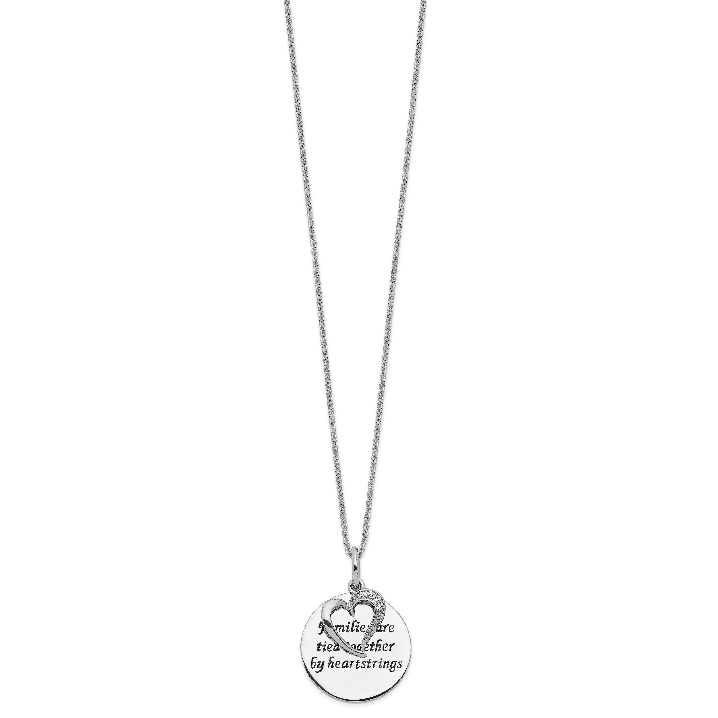 Sentimental Expressions Sterling Silver Rhodium-plated Antiqued CZ Families Are Tied Together 18in Heart Necklace