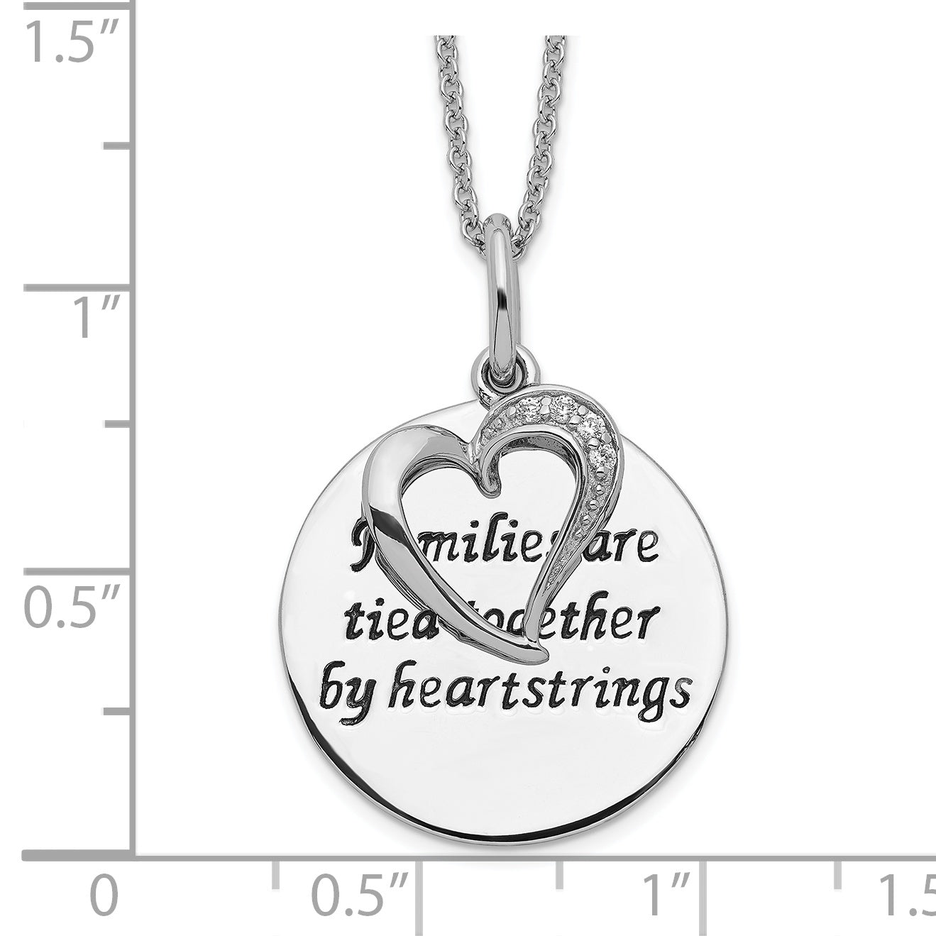 Sentimental Expressions Sterling Silver Rhodium-plated Antiqued CZ Families Are Tied Together 18in Heart Necklace