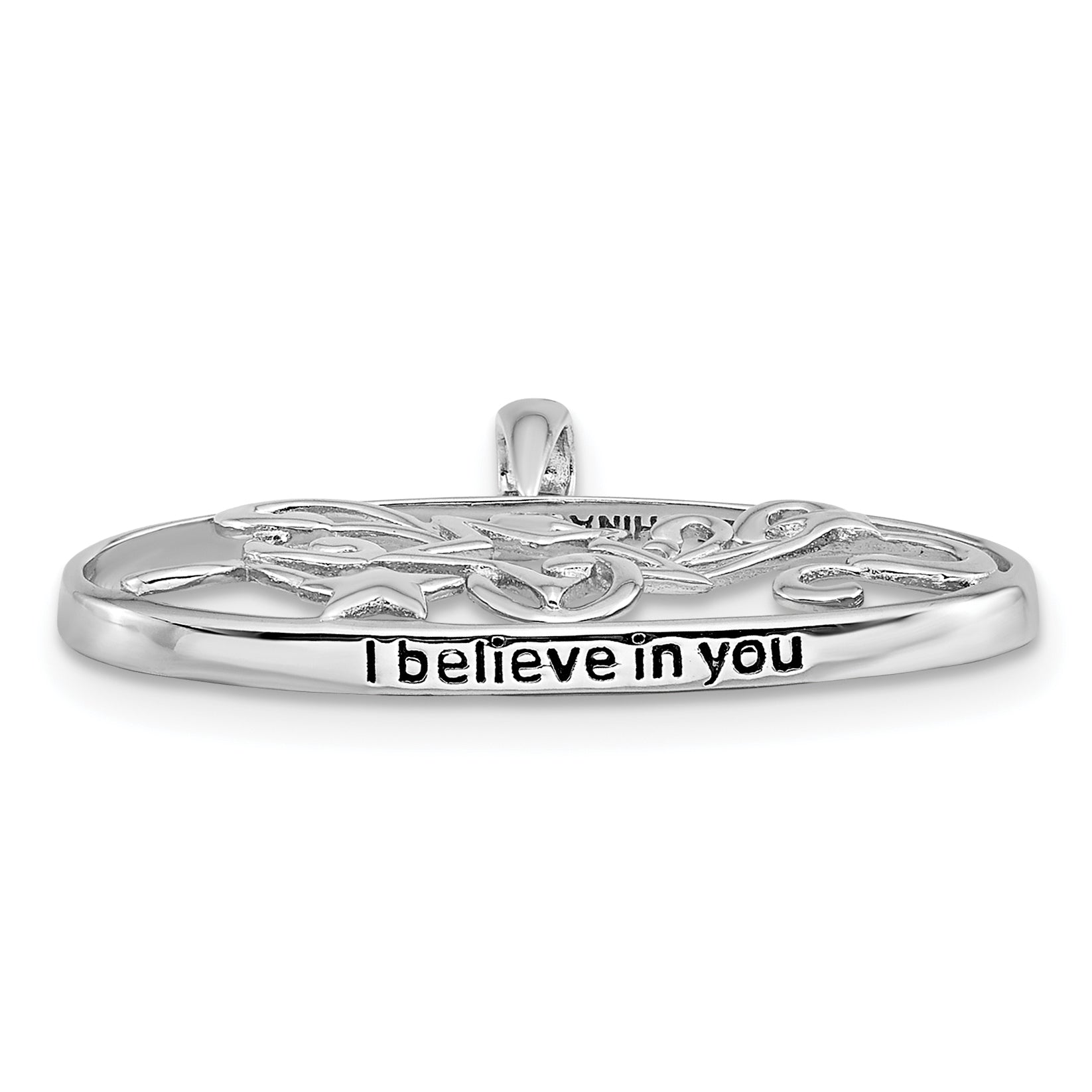 Sentimental Expressions Sterling Silver Rhodium-plated Antiqued I Believe In You 18in Star Necklace