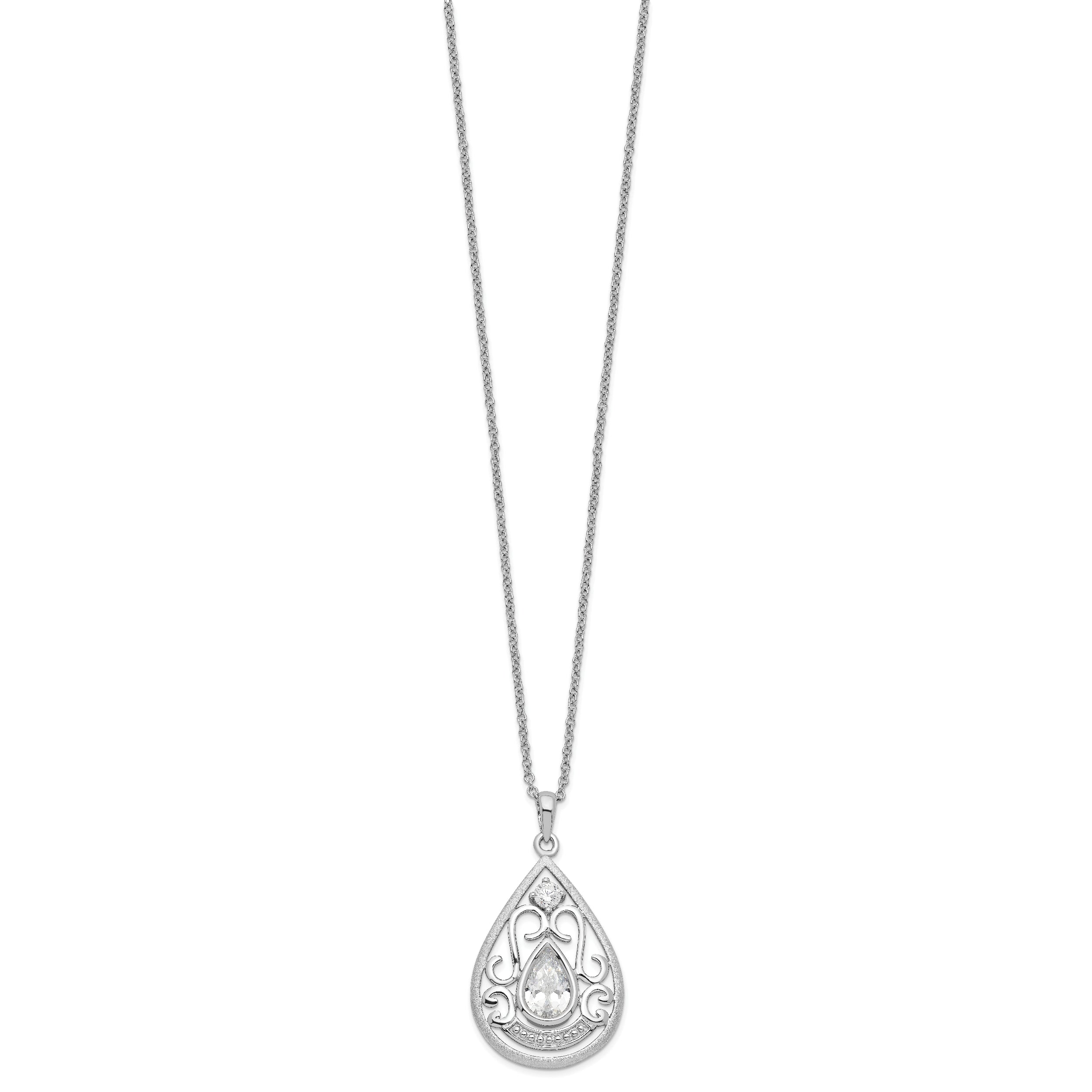 Sentimental Expressions Sterling Silver Rhodium-plated CZ In Loving Memory 18in Necklace