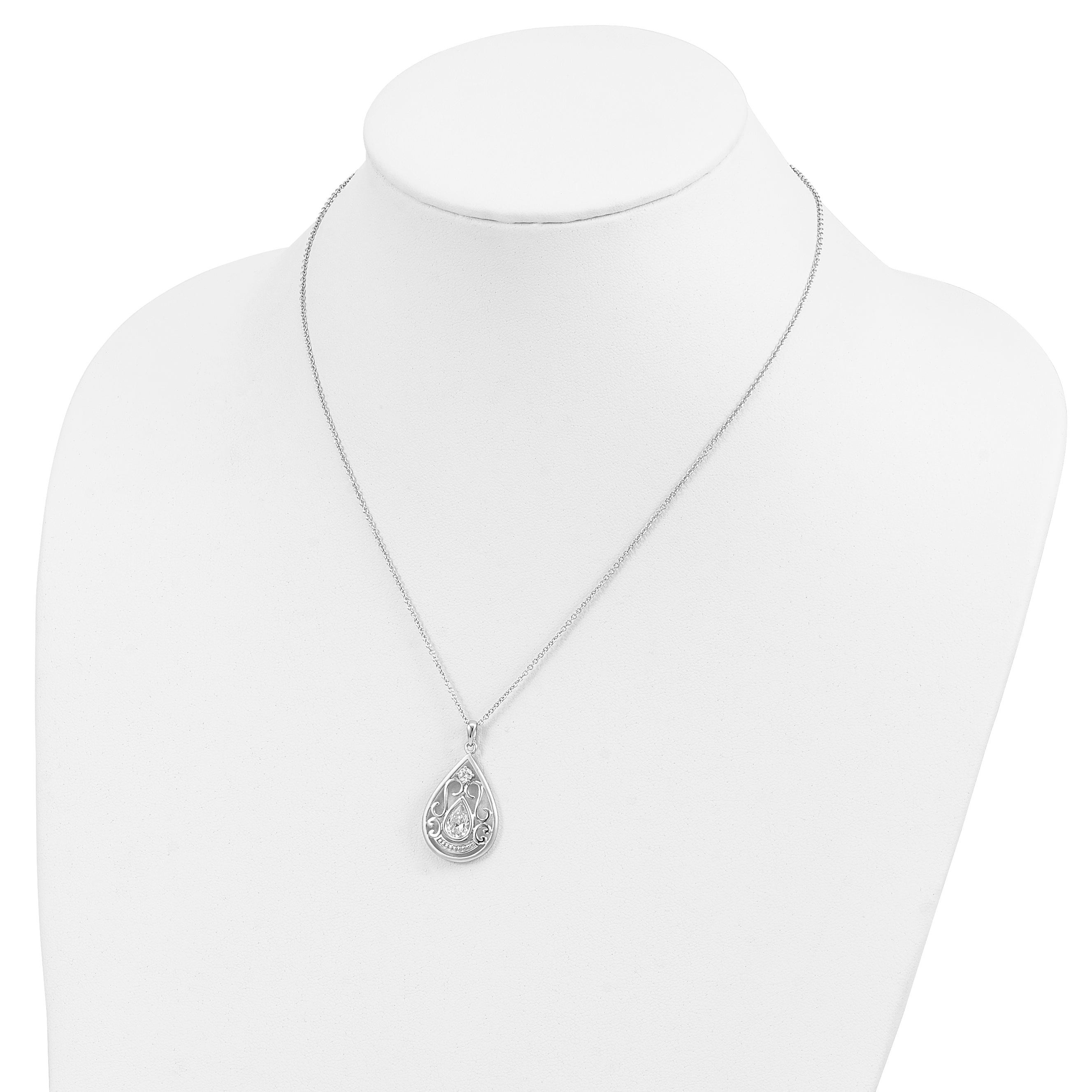 Sentimental Expressions Sterling Silver Rhodium-plated CZ In Loving Memory 18in Necklace