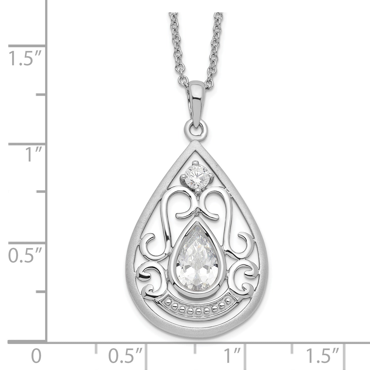 Sentimental Expressions Sterling Silver Rhodium-plated CZ In Loving Memory 18in Necklace