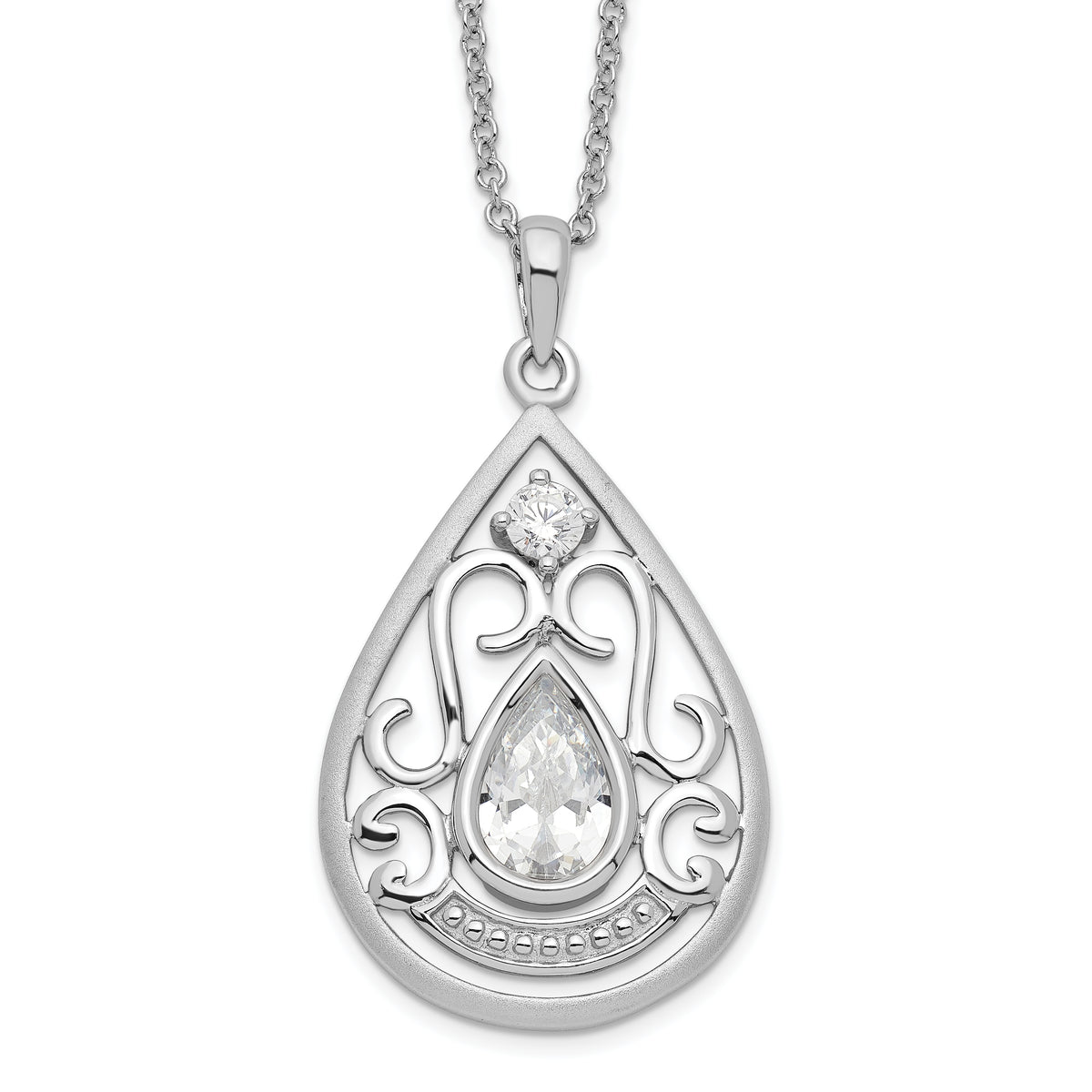 Sentimental Expressions Sterling Silver Rhodium-plated CZ In Loving Memory 18in Necklace