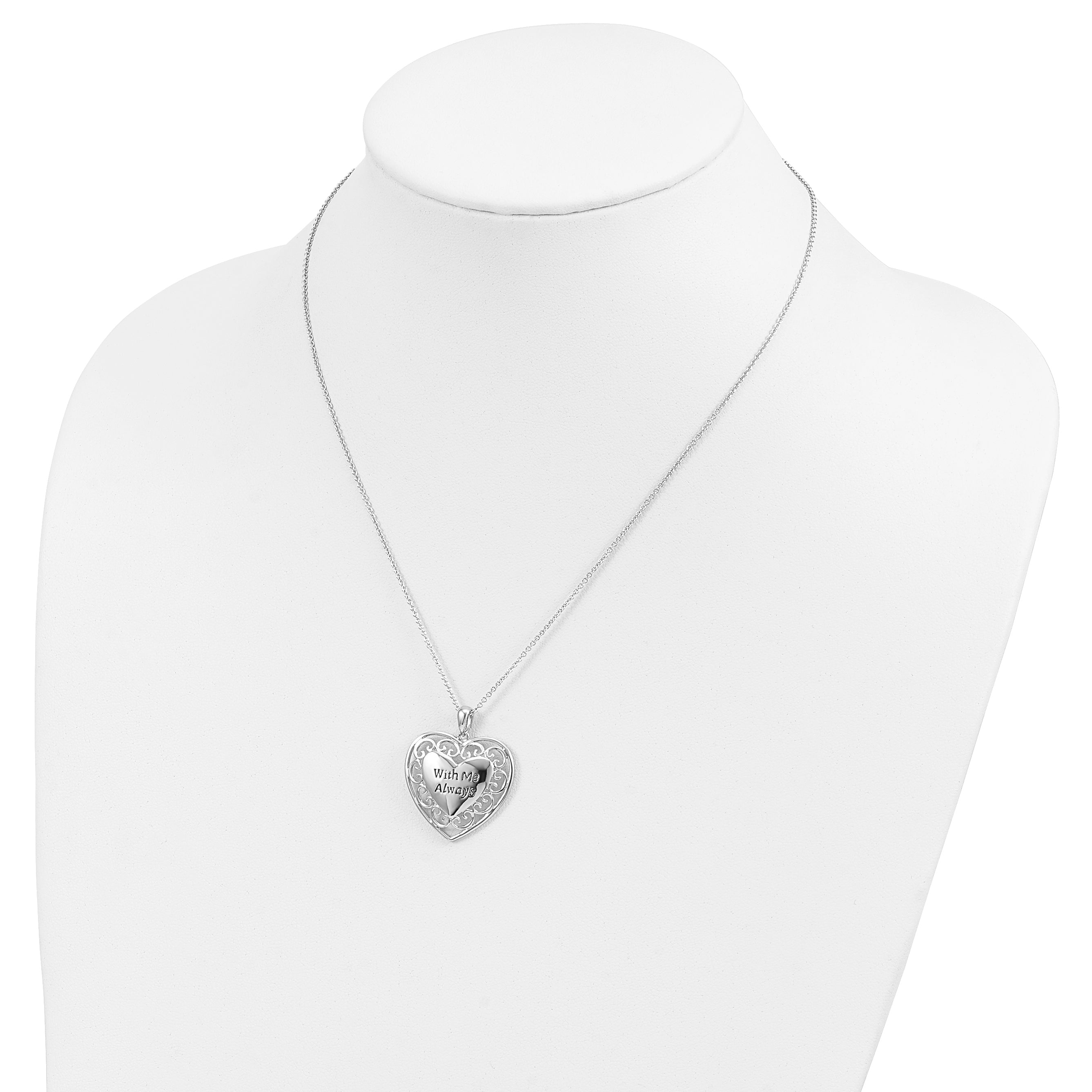 Sentimental Expressions Sterling Silver Rhodium-plated Antiqued With Me Always 18in Heart Necklace