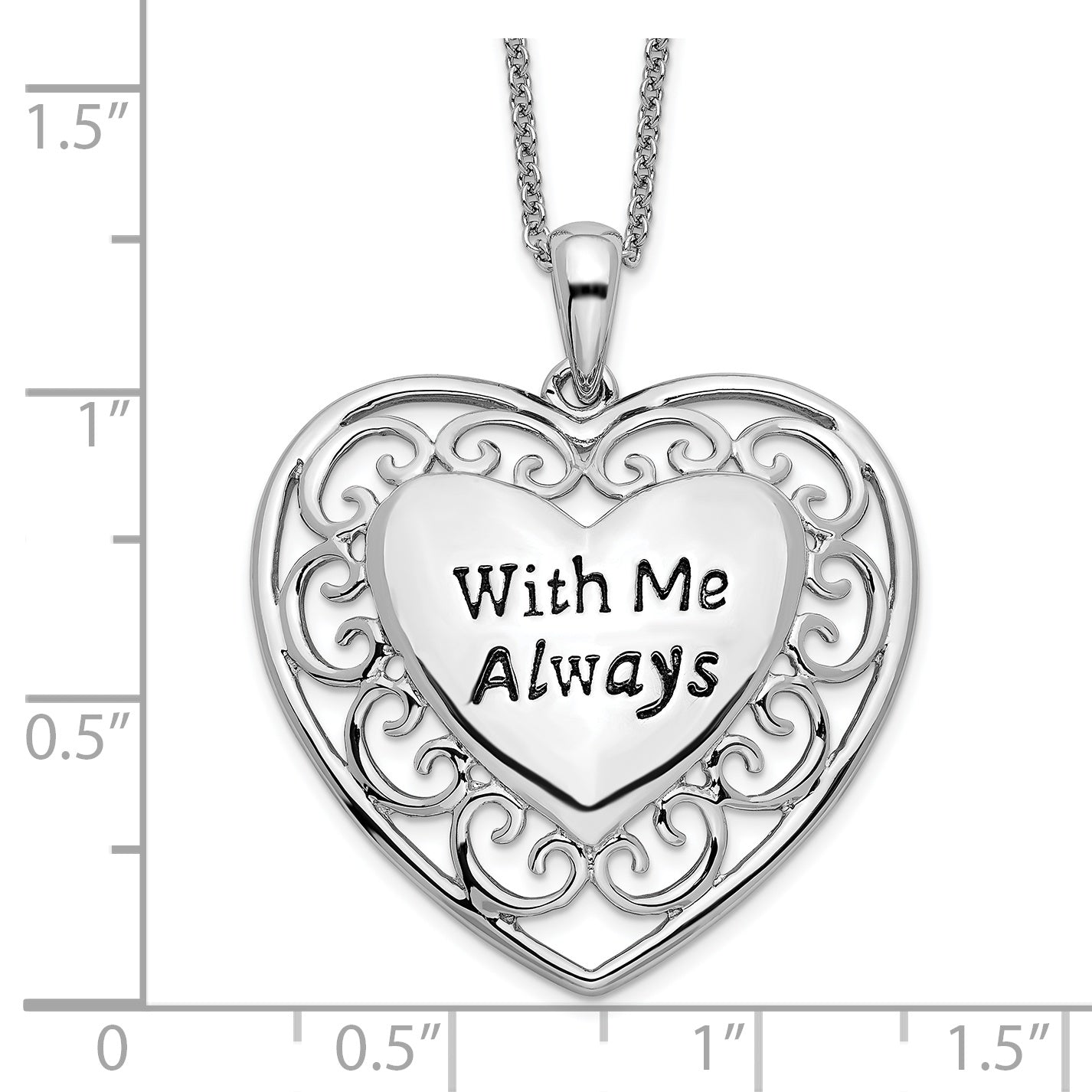 Sentimental Expressions Sterling Silver Rhodium-plated Antiqued With Me Always 18in Heart Necklace