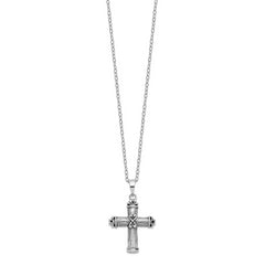 Sentimental Expressions Sterling Silver Rhodium-plated Antiqued Cross Ash Holder 18in Necklace