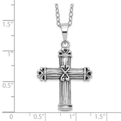 Sentimental Expressions Sterling Silver Rhodium-plated Antiqued Cross Ash Holder 18in Necklace