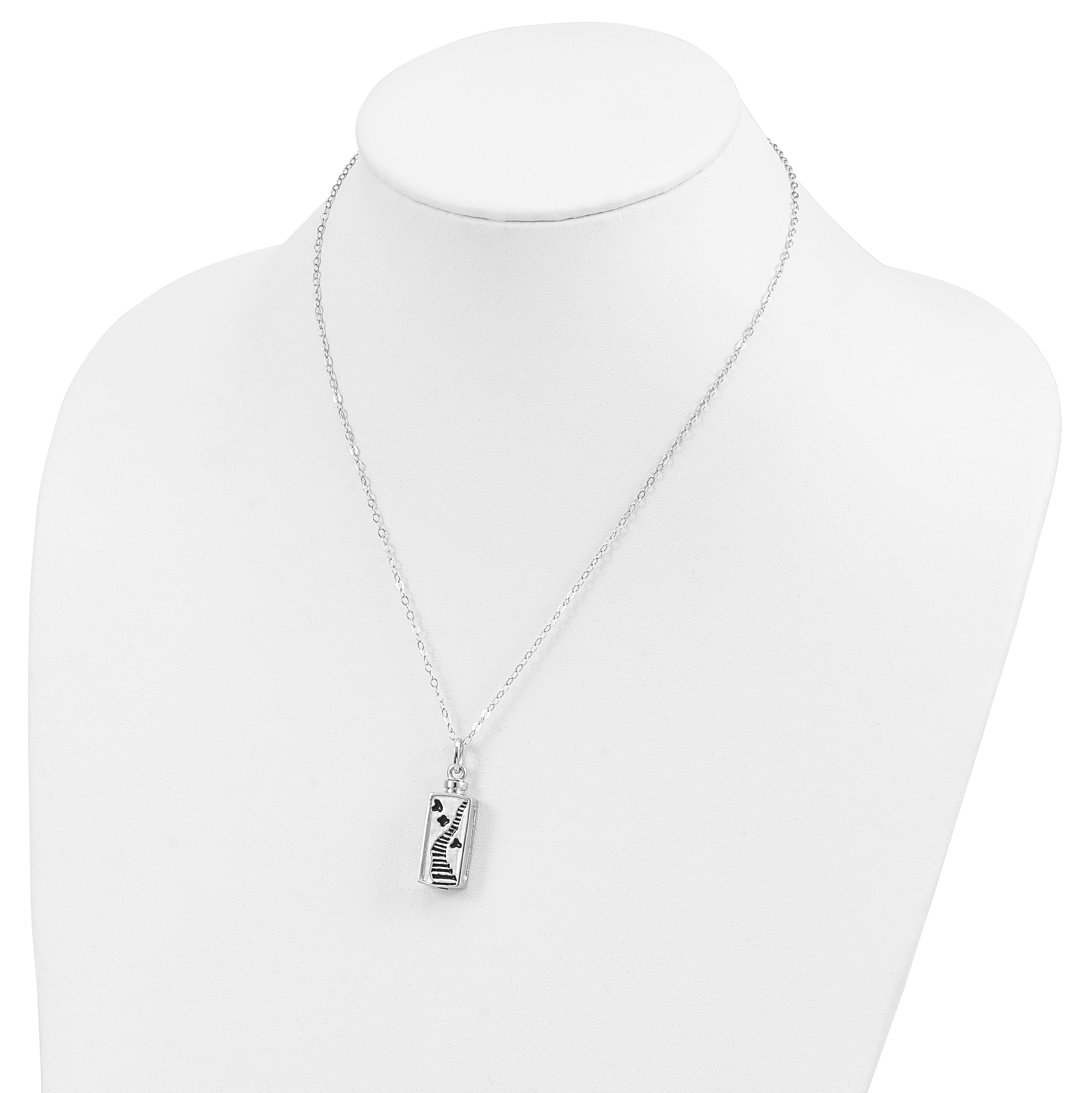 Sentimental Expressions Sterling Silver Rhodium-plated Enameled Stairway to Heaven Ash Holder 18in Necklace