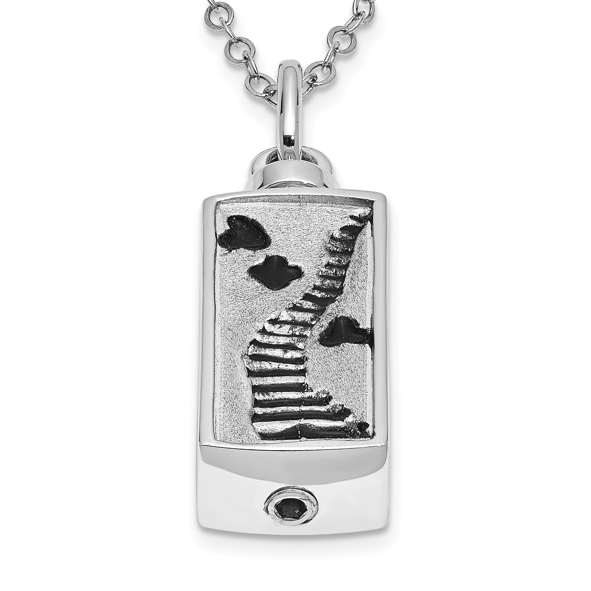 Sentimental Expressions Sterling Silver Rhodium-plated Enameled Stairway to Heaven Ash Holder 18in Necklace