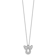 Sentimental Expressions Sterling Silver Rhodium-plated CZ Angel Of Comfort 18in. Necklace