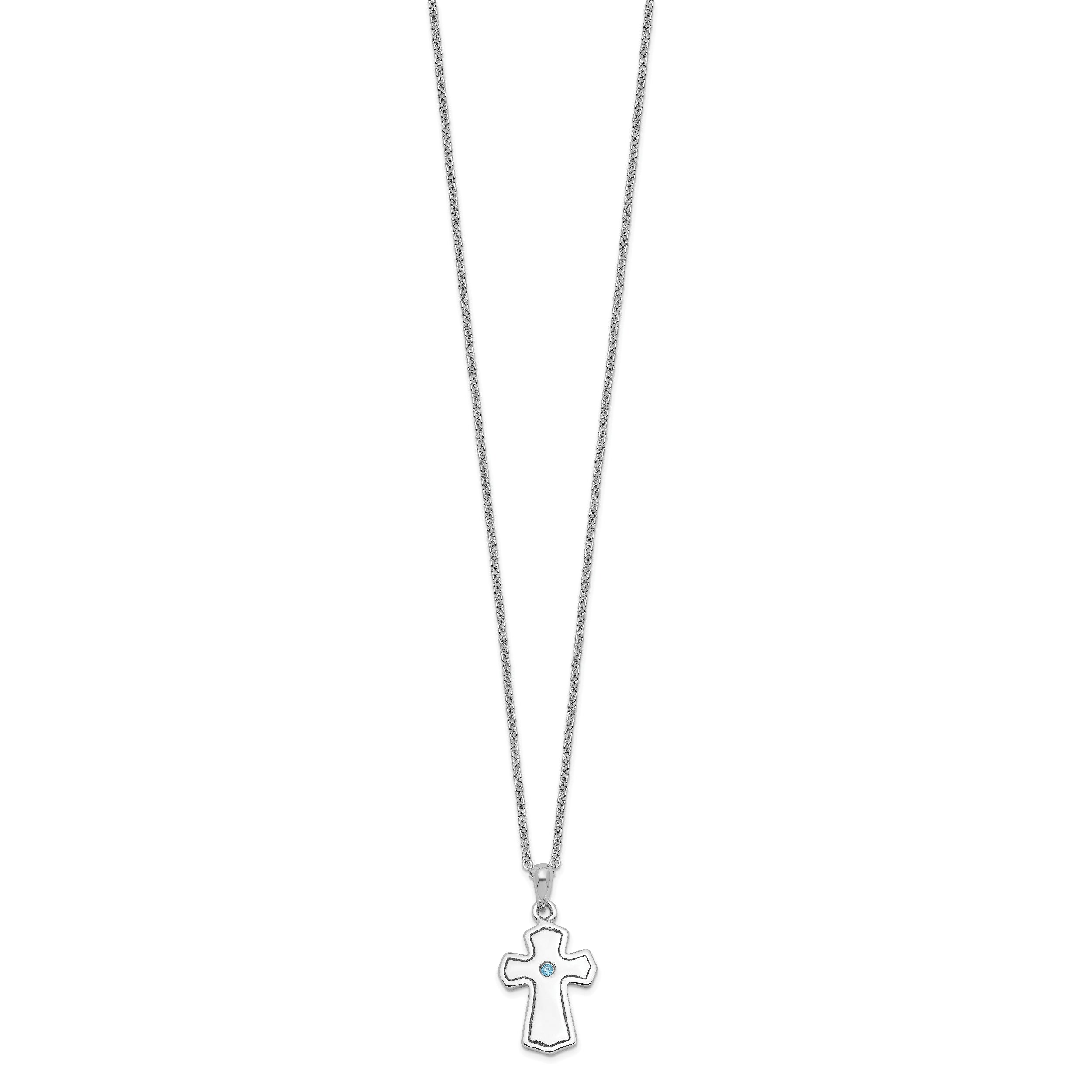 Sentimental Expressions Sterling Silver Rhodium-plated CZ Child Of God (Boy) 14in. Necklace