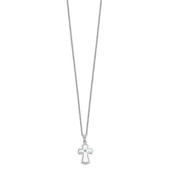 Sentimental Expressions Sterling Silver Rhodium-plated CZ Child Of God (Boy) 14in. Necklace