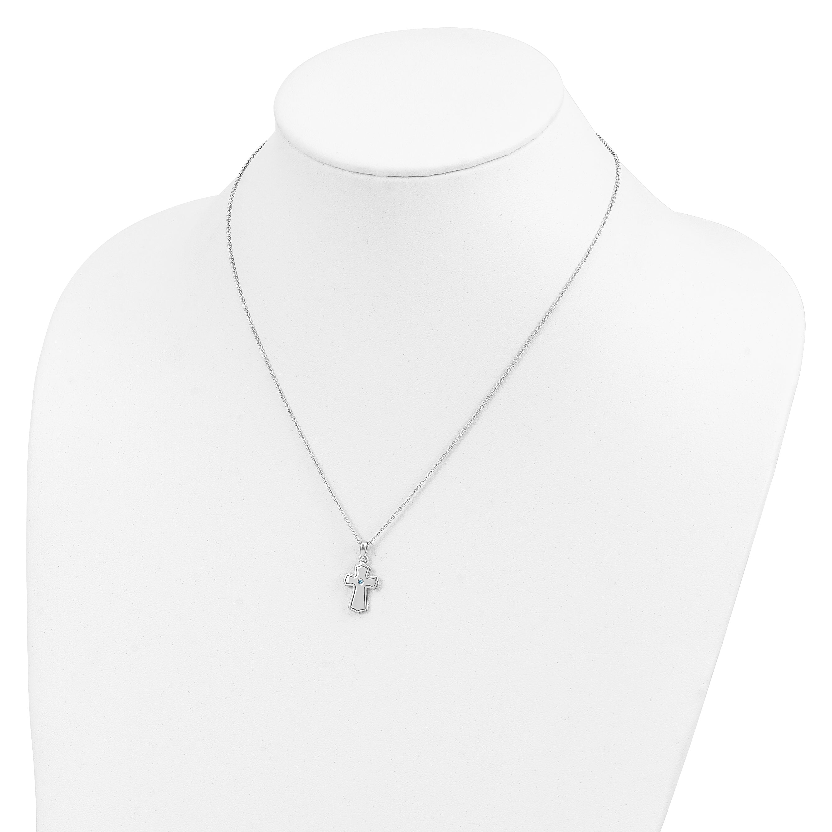 Sentimental Expressions Sterling Silver Rhodium-plated CZ Child Of God (Boy) 14in. Necklace