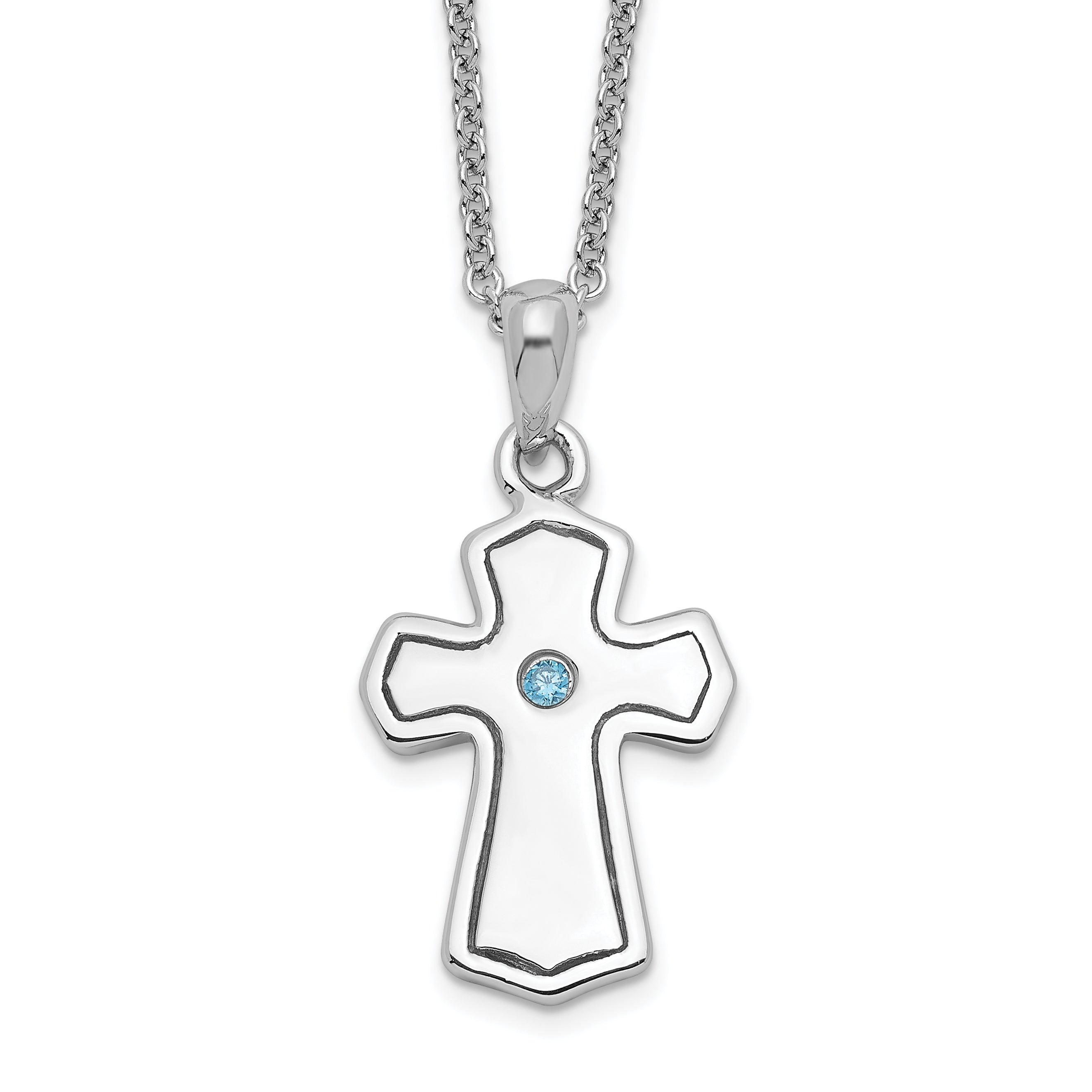 Sentimental Expressions Sterling Silver Rhodium-plated CZ Child Of God (Boy) 14in. Necklace