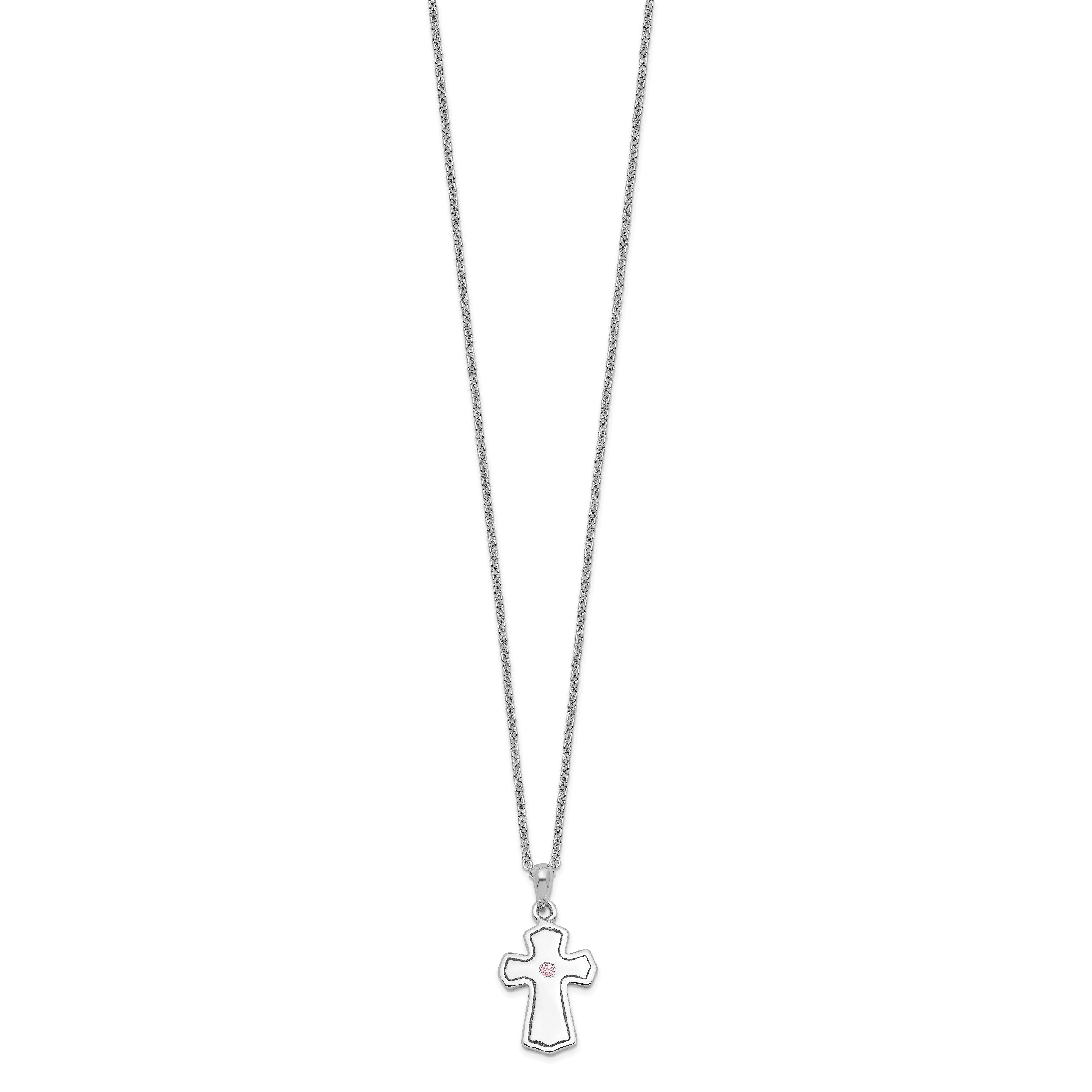 Sentimental Expressions Sterling Silver Rhodium-plated CZ Child Of God (Girl) 14in. Necklace