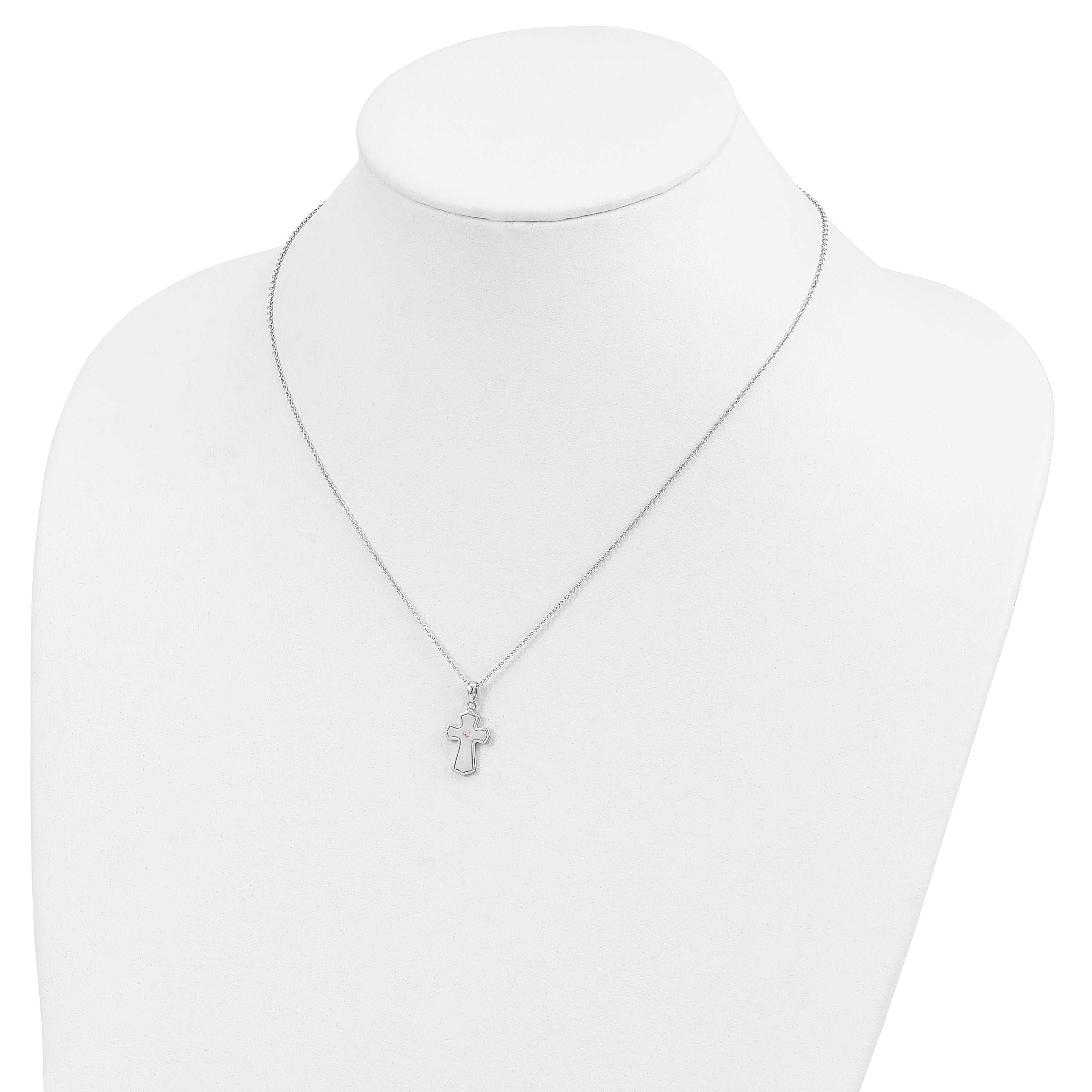 Sentimental Expressions Sterling Silver Rhodium-plated CZ Child Of God (Girl) 14in. Necklace