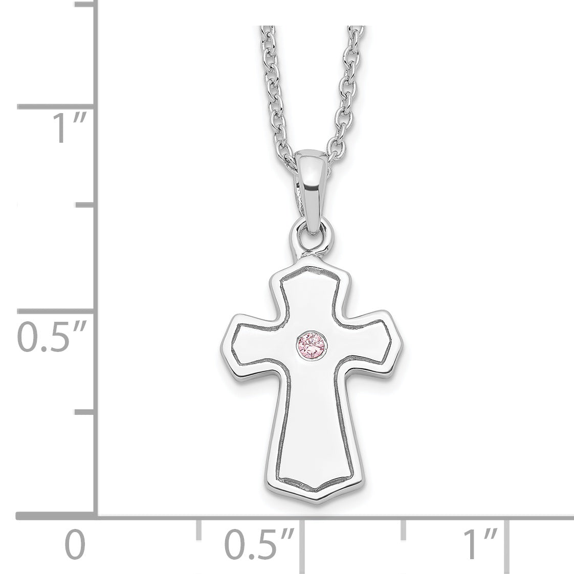 Sentimental Expressions Sterling Silver Rhodium-plated CZ Child Of God (Girl) 14in. Necklace