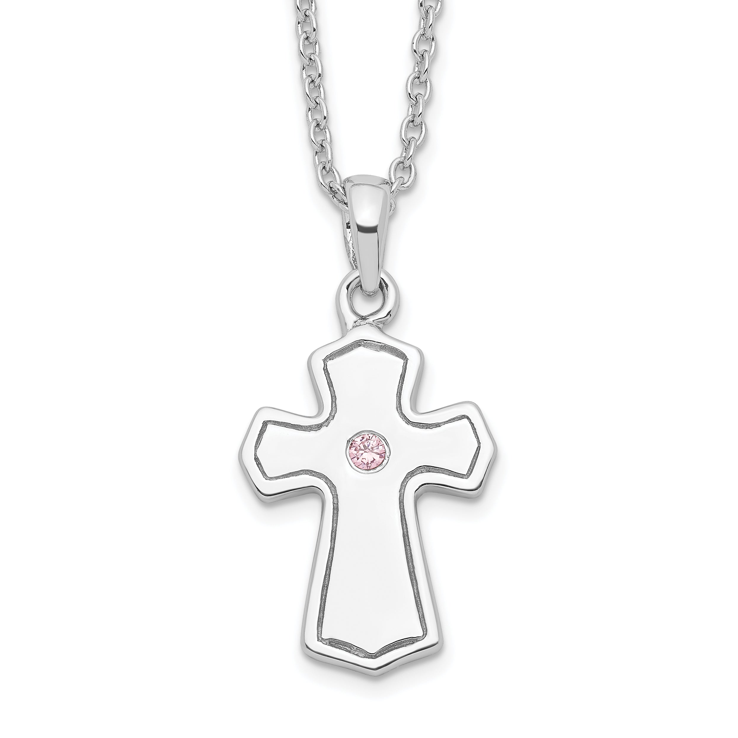 Sentimental Expressions Sterling Silver Rhodium-plated CZ Child Of God (Girl) 14in. Necklace