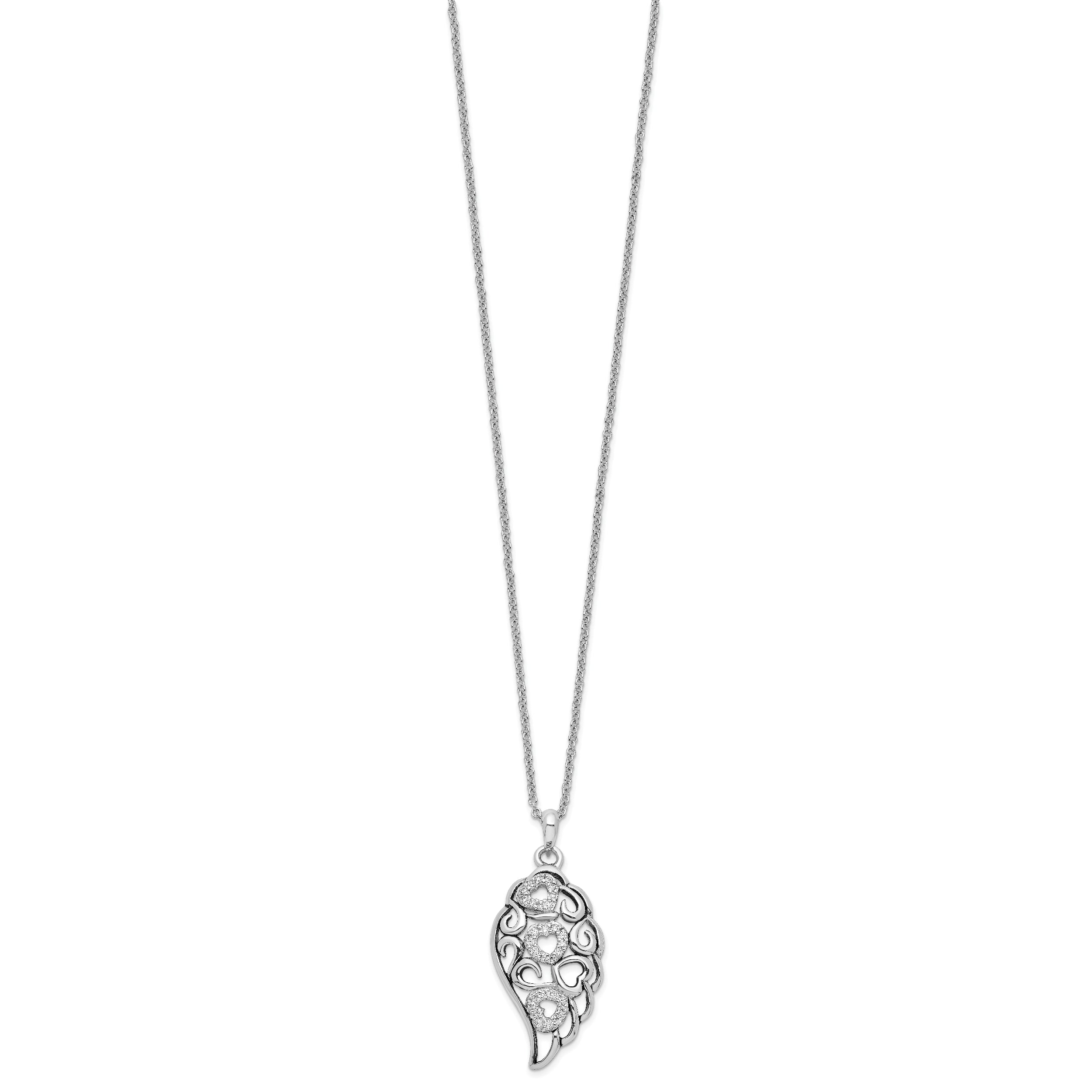 Sentimental Expressions Sterling Silver Rhodium-plated CZ Wind Beneath My Wings 18in. Necklace