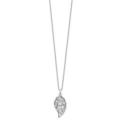 Sentimental Expressions Sterling Silver Rhodium-plated CZ Wind Beneath My Wings 18in. Necklace