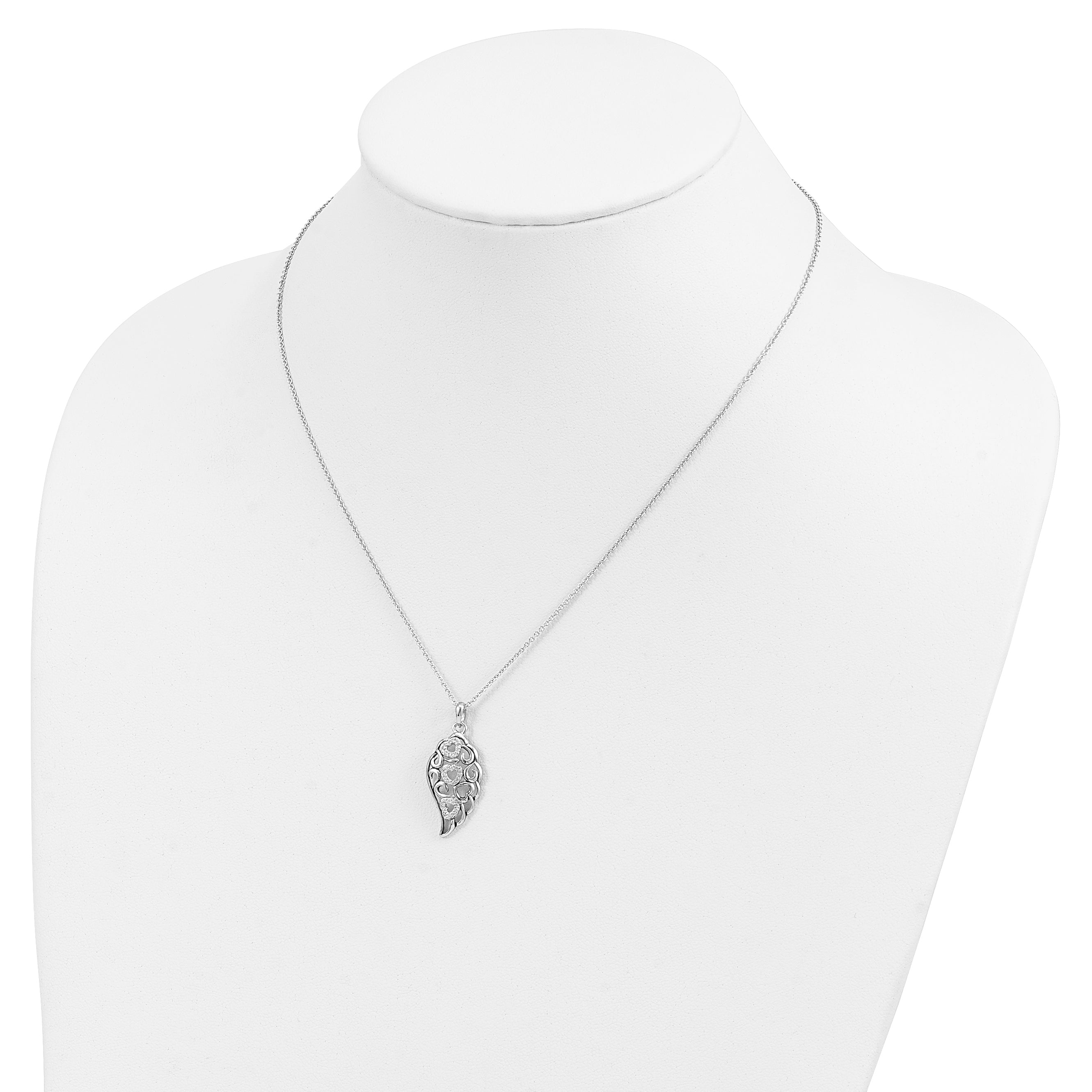 Sentimental Expressions Sterling Silver Rhodium-plated CZ Wind Beneath My Wings 18in. Necklace