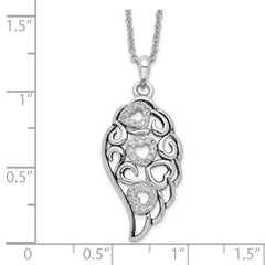 Sentimental Expressions Sterling Silver Rhodium-plated CZ Wind Beneath My Wings 18in. Necklace