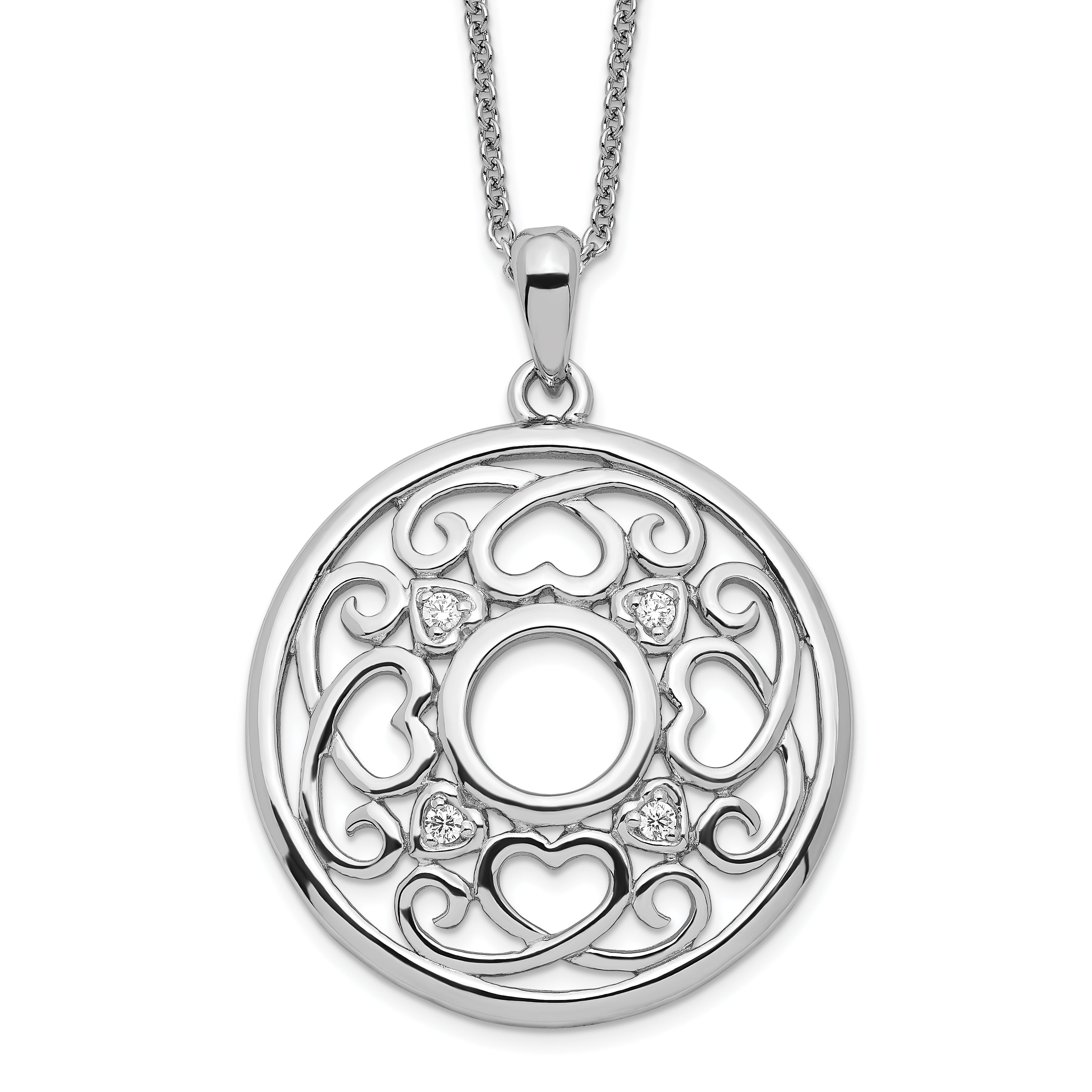 Sentimental Expressions Sterling Silver Rhodium-plated CZ Wisdom Of Friendship 18in. Necklace