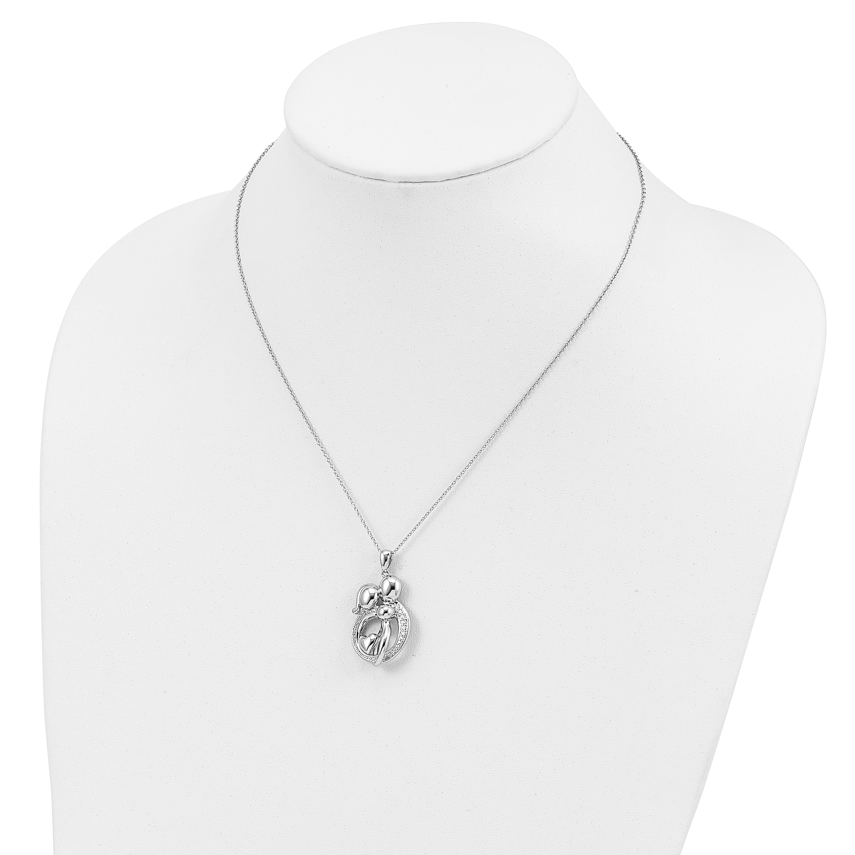 Sentimental Expressions Sterling Silver Rhodium-plated CZ Family of 3 Gathering 18in. Necklace