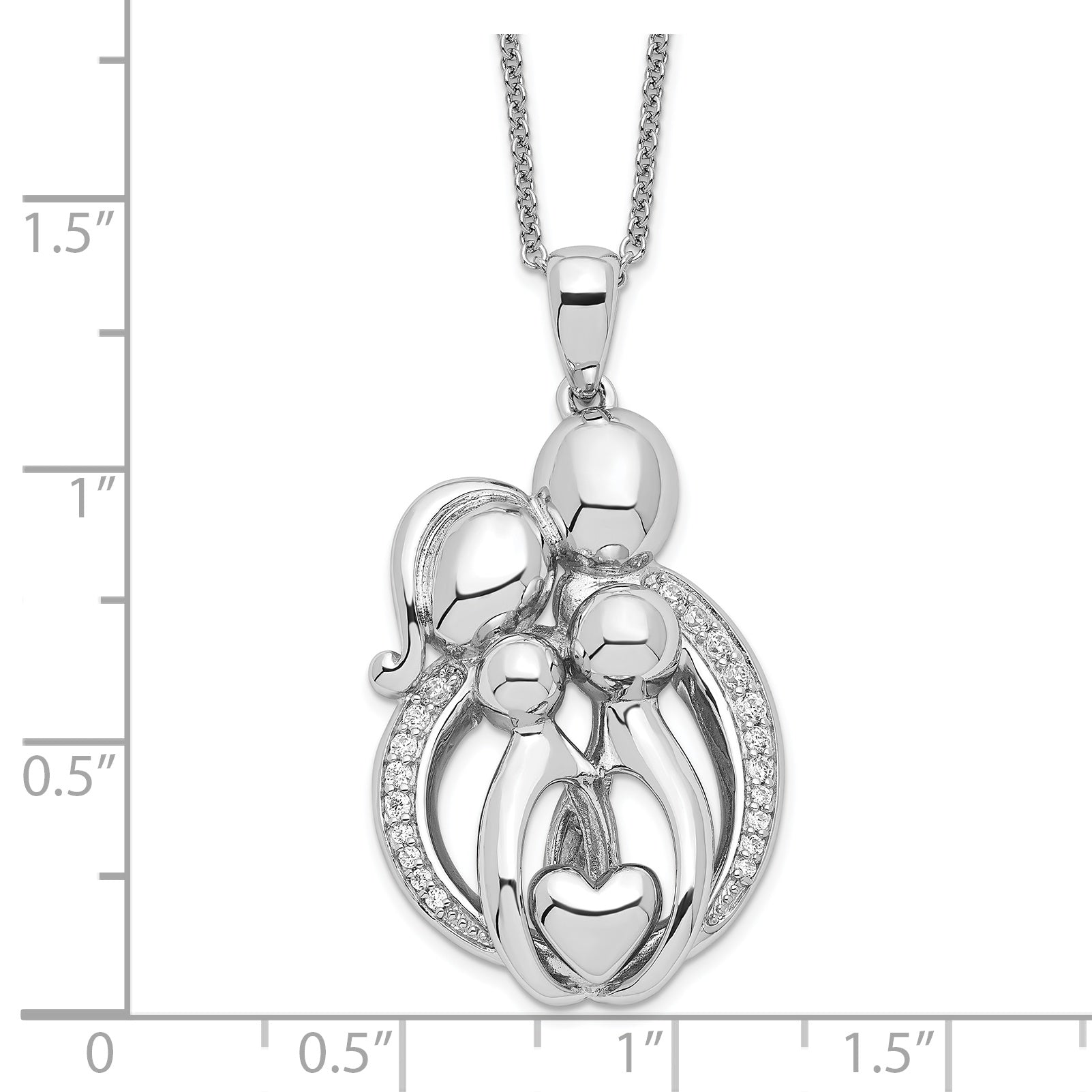 Sentimental Expressions Sterling Silver Rhodium-plated CZ Family of 4 Gathering 18in. Necklace