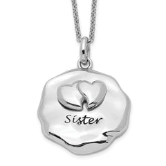 Sentimental Expressions Sterling Silver Rhodium-plated Antiqued For You My Sister 18in. Necklace