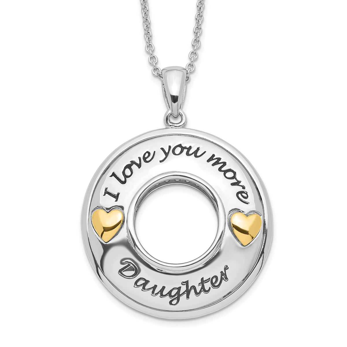 Sentimental Expressions Sterling Silver Gold-plated Antique CZ I Love You More Daughter 18in Necklace