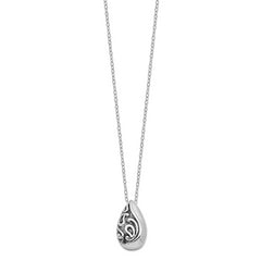 Sentimental Expressions Sterling Silver Rhodium-plated Antiqued Teardrop Ash Holder 18in. Necklace