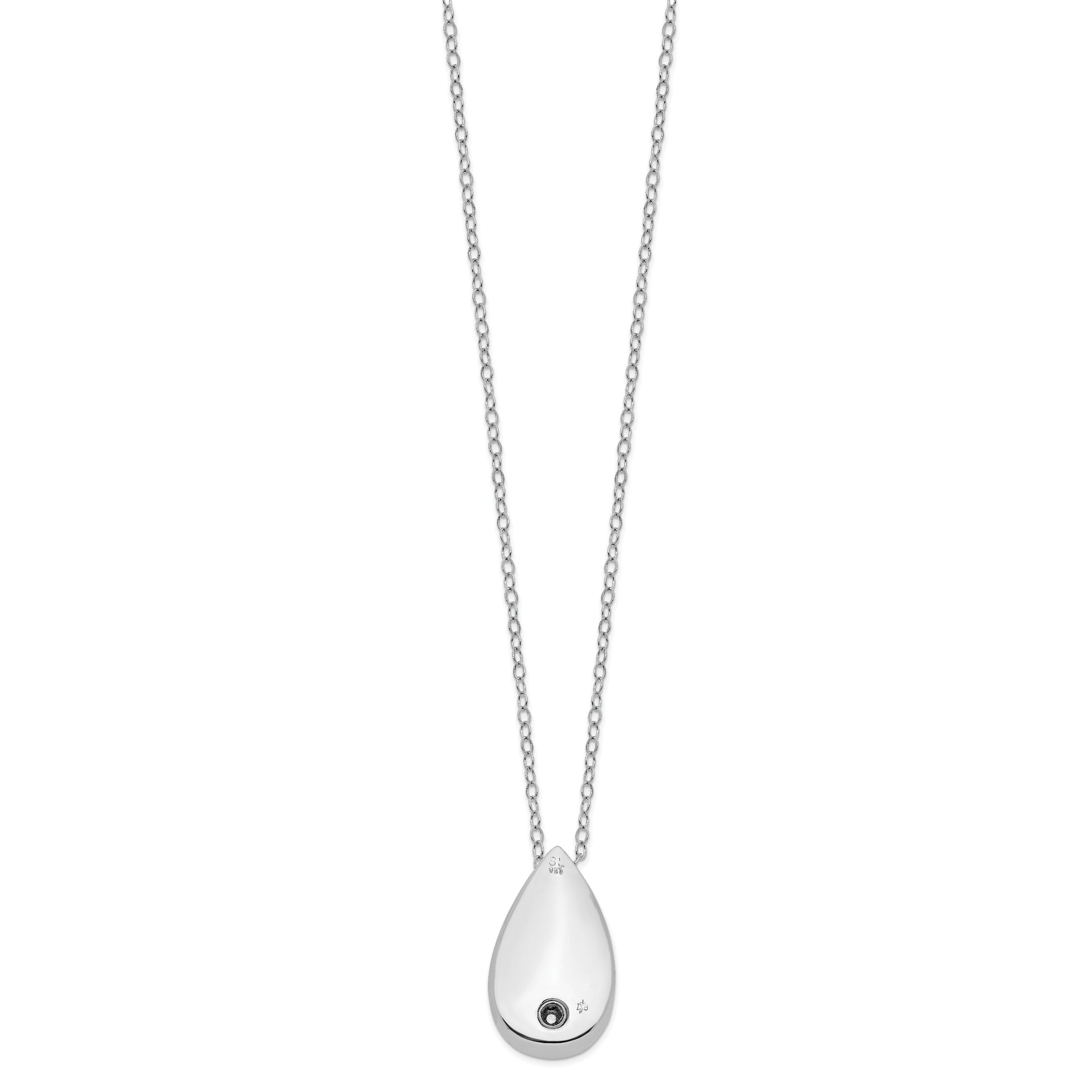 Sentimental Expressions Sterling Silver Rhodium-plated Antiqued Teardrop Ash Holder 18in. Necklace