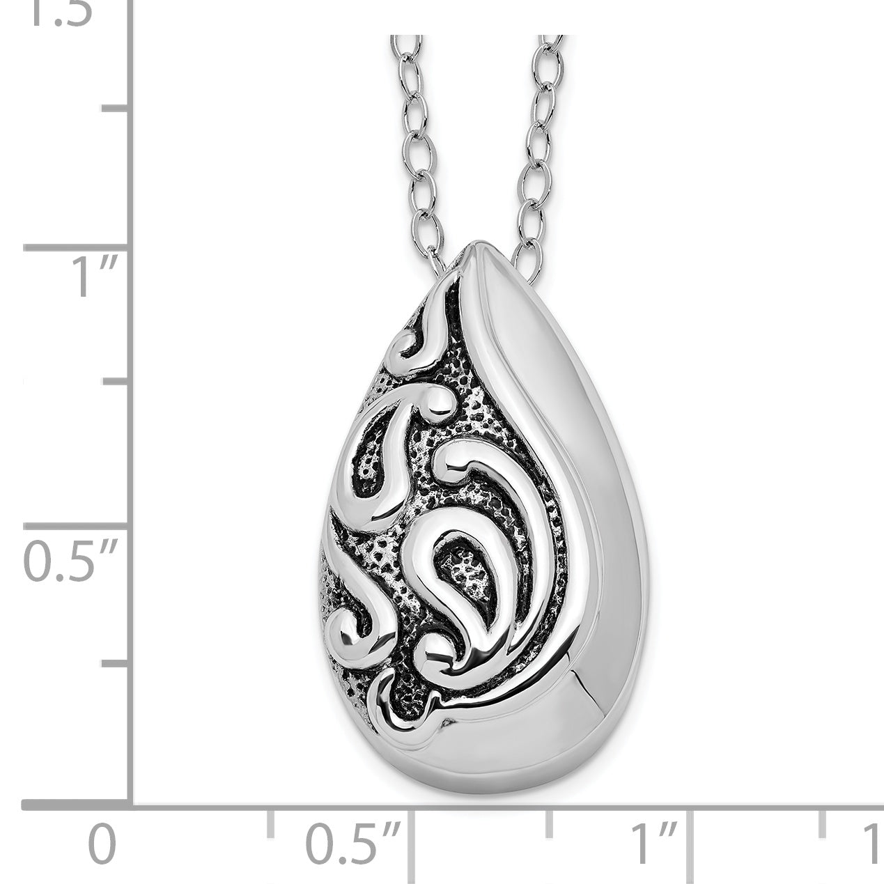 Sentimental Expressions Sterling Silver Rhodium-plated Antiqued Teardrop Ash Holder 18in. Necklace