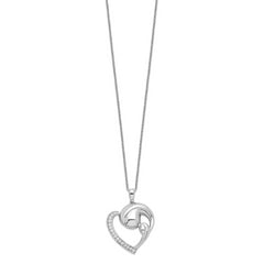 Sentimental Expressions Sterling Silver Rhodium-plated CZ Motherhood 18in. Necklace