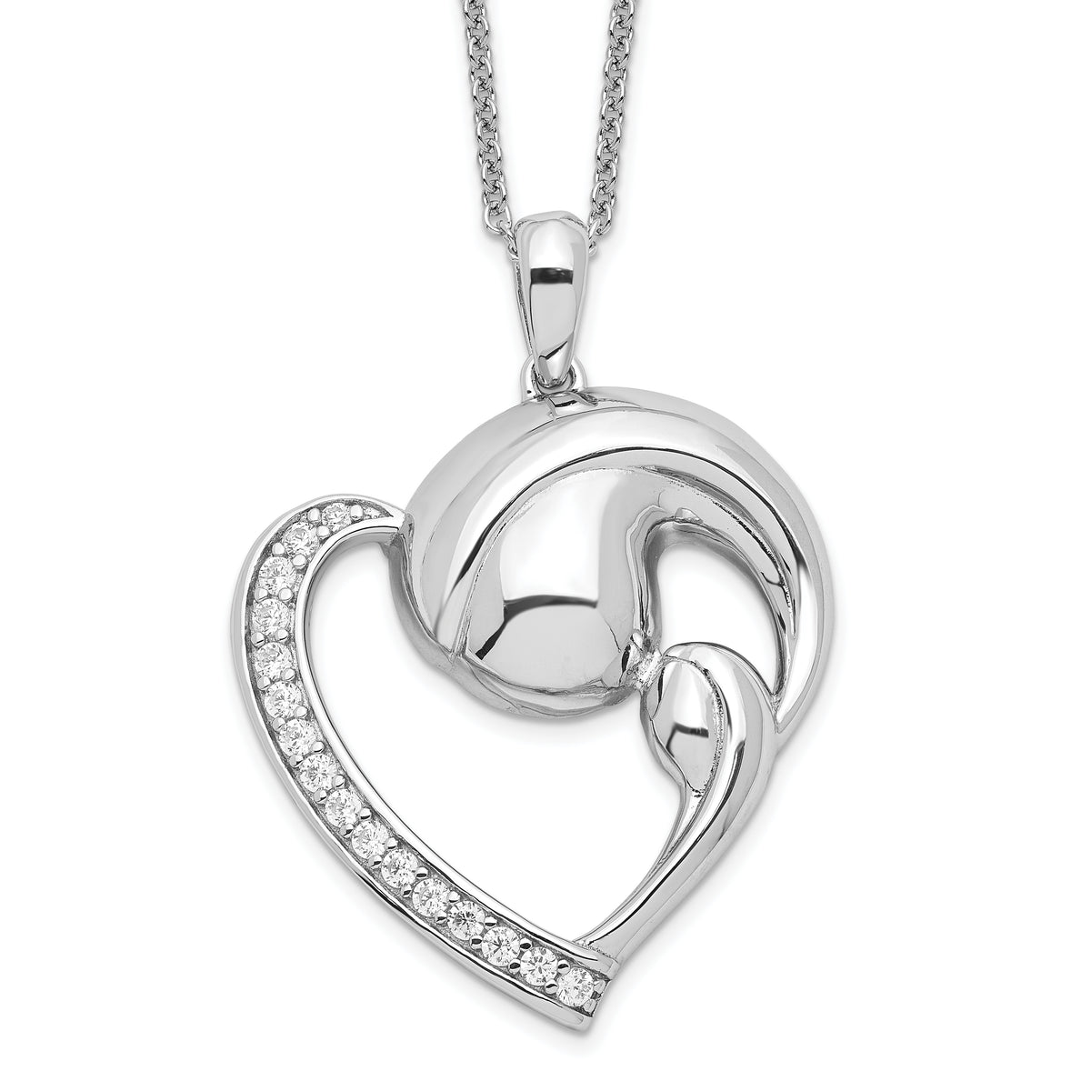 Sentimental Expressions Sterling Silver Rhodium-plated CZ Motherhood 18in. Necklace