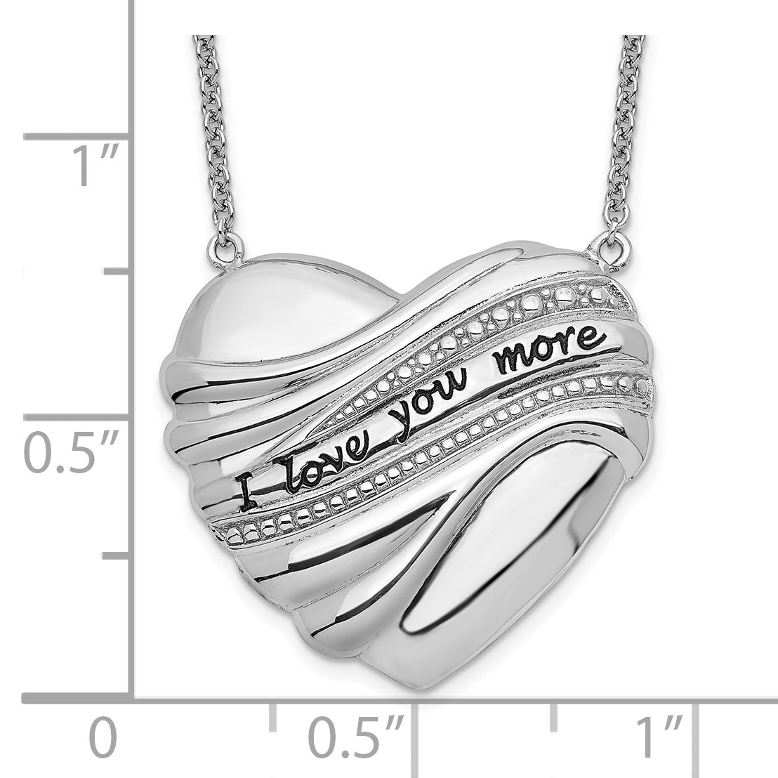 Sentimental Expressions Sterling Silver Rhodium-plated Antiqued I Love You More 18in. Necklace