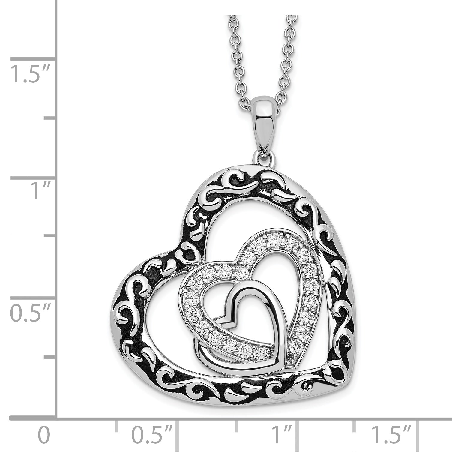 Sentimental Expressions Sterling Silver Rhodium-plated CZ Antiqued My Blended Family 18in. Necklace