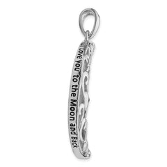 Sentimental Expressions Sterling Silver Rhodium-plated CZ Antiqued Love You To The Moon and Back 18in. Necklace