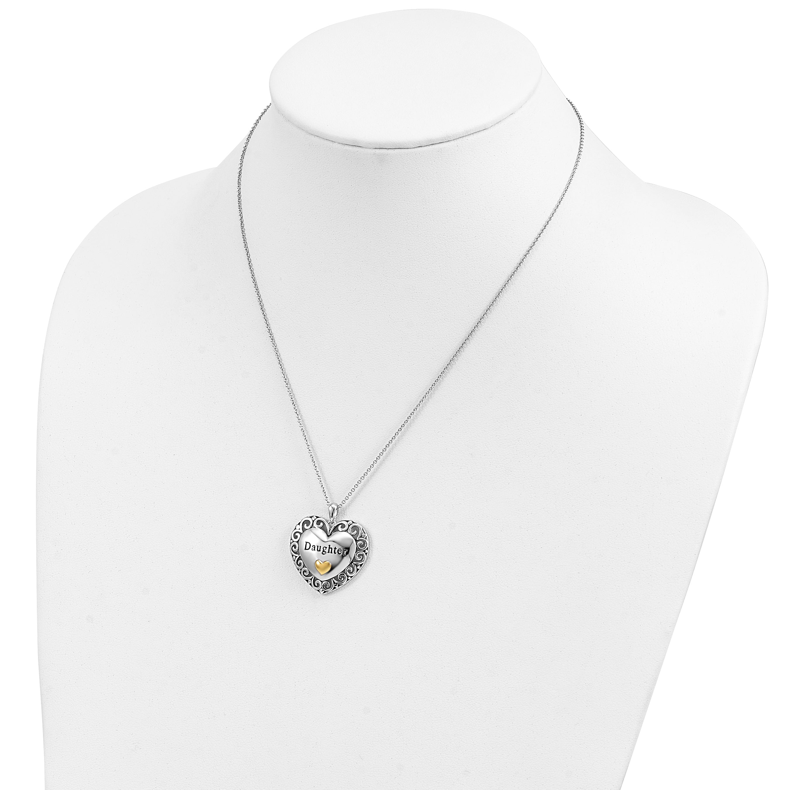 Sentimental Expressions Sterling Silver Gold-plated Antiqued Daughter 18in. Necklace