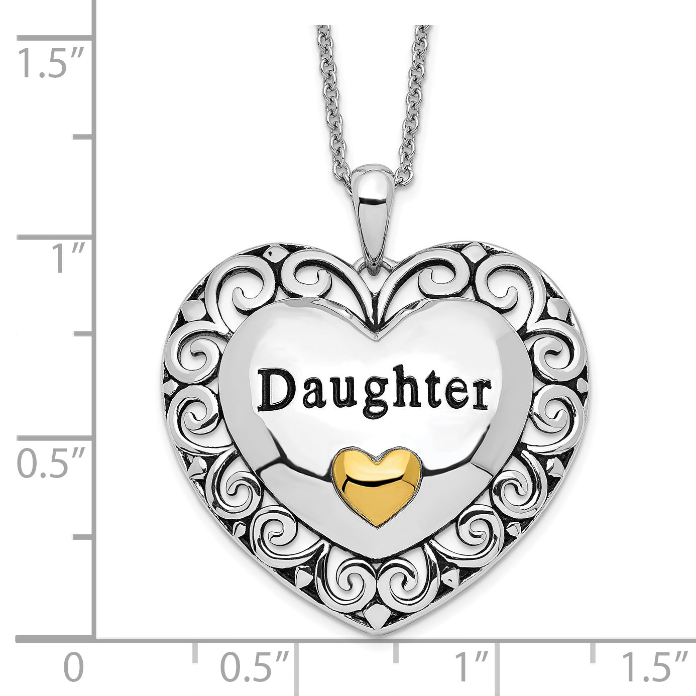 Sentimental Expressions Sterling Silver Gold-plated Antiqued Daughter 18in. Necklace