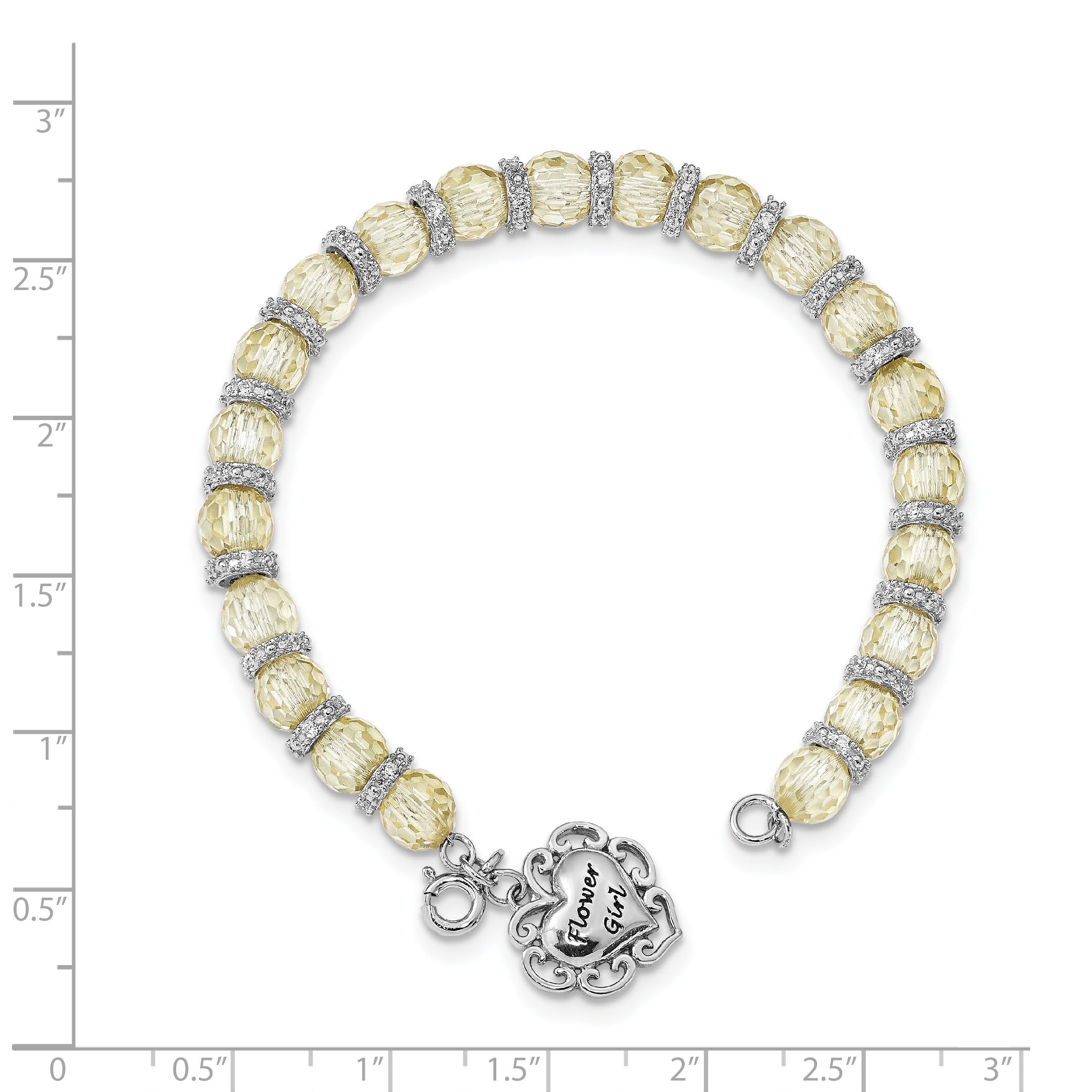 Sentimental Expressions Sterling Silver Rhodium-plated CZ Antiqued Flower Girl 6in. Bracelet