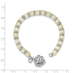 Sentimental Expressions Sterling Silver Rhodium-plated CZ Antiqued Flower Girl 6in. Bracelet